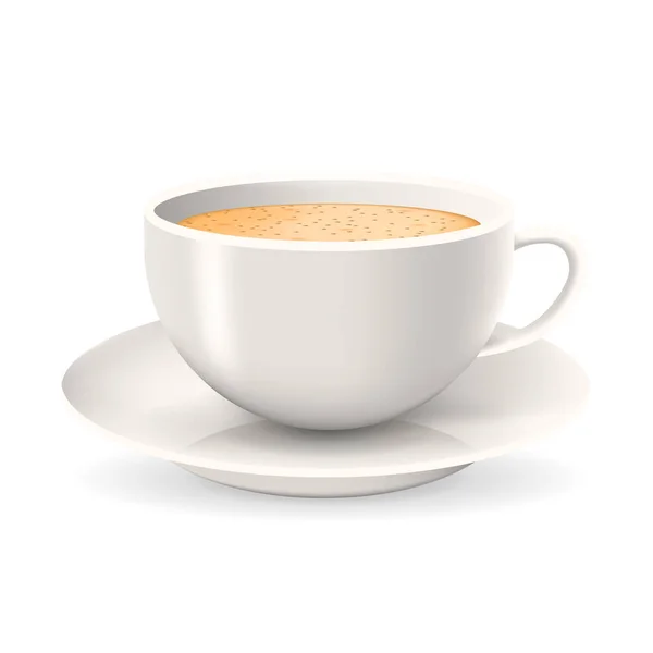 Realistische Tasse Kaffee auf Untertasse. — Stockvektor