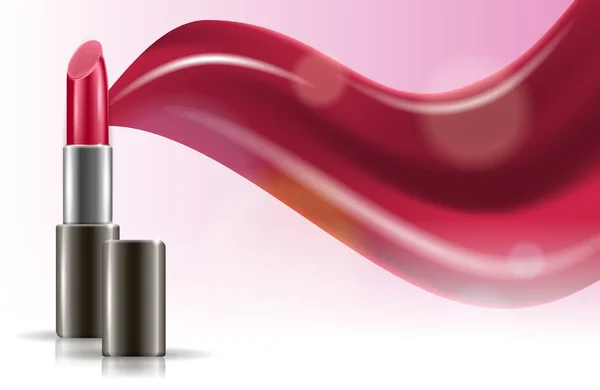 Conceito de design vetorial com batons sobre fundo rosa claro. Maquiagem cosmética —  Vetores de Stock