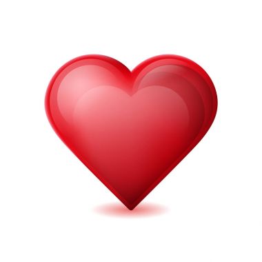 Kırmızı kalp beyaz arkaplanda izole.