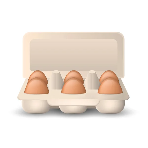 Huevos en paquete de cartón — Vector de stock