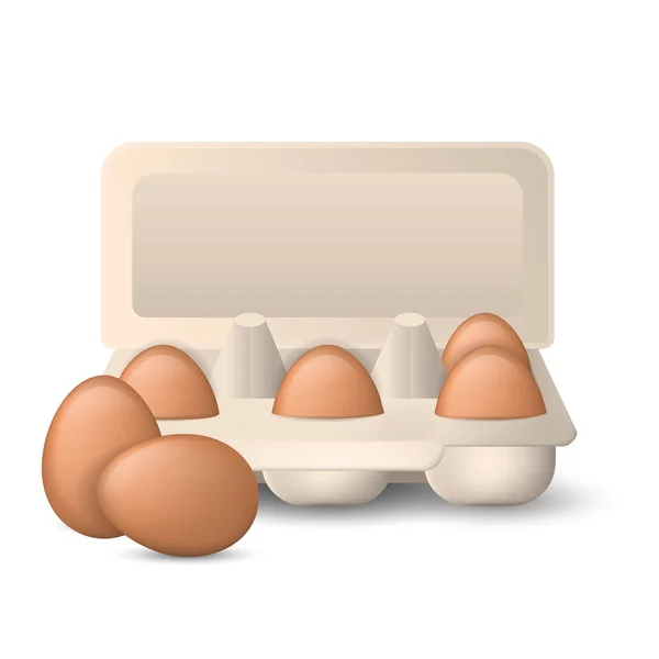 Huevos en paquete de cartón . — Vector de stock
