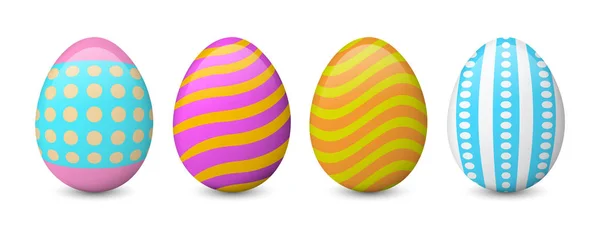 Ovos de Páscoa coloridos isolados no fundo branco. Conjunto vetorial realista . — Vetor de Stock