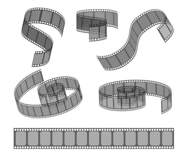Set of filmstrip rolls. Collection of realistic movie and cinema elements or objects. — Stock Vector