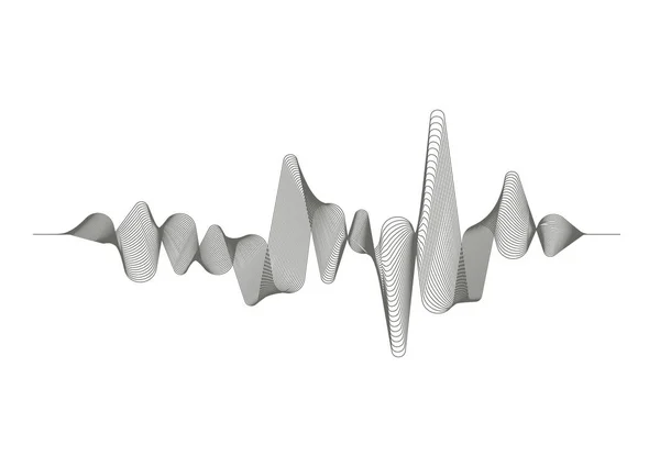 Monokrom ljud våg på vit bakgrund. — Stock vektor