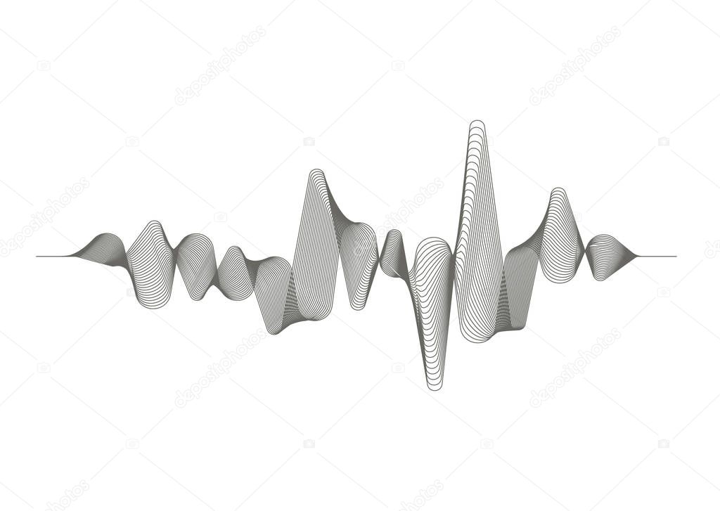 Monochrome sound wave on white background.