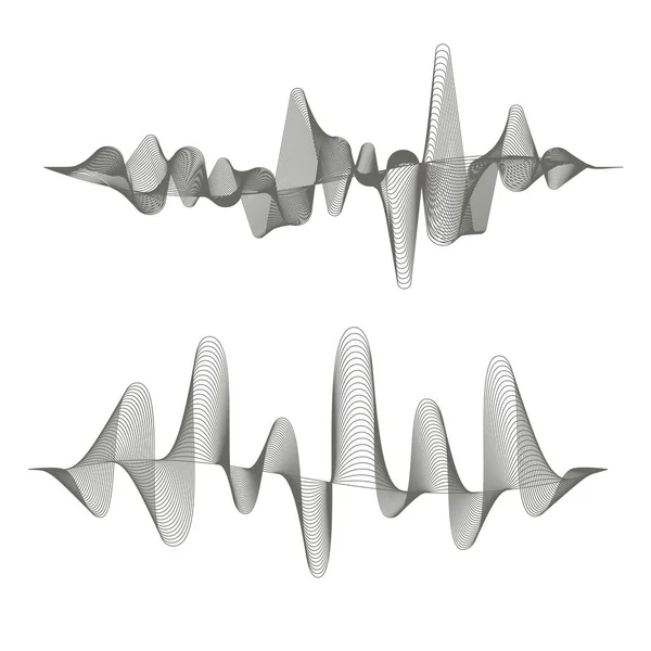 Dos ondas sonoras digitales sobre fondo blanco . — Vector de stock