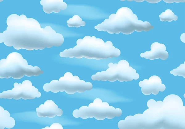 Wolken op blauwe hemel. Naadloze patroon. — Stockvector