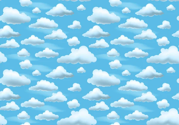 Cartoon clouds on blue sky. Seamless pattern. — Stock Vector