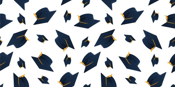 Modèle sans couture de chapeau de graduation . — Image vectorielle