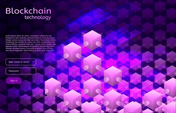 Cryptocurrency en blockchain isometrische illustratie. — Stockvector