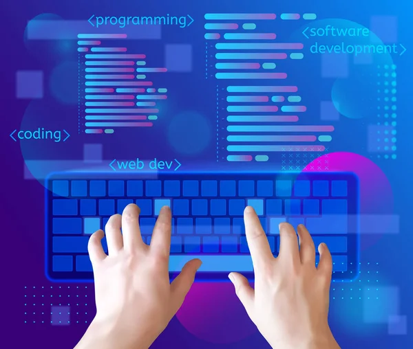 Programmering en codering, website ontwikkeling concept. Vectorillustratie. — Stockvector