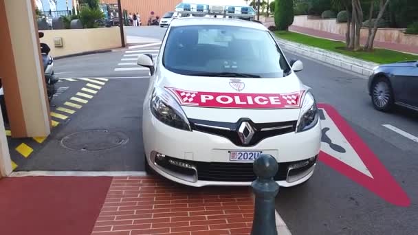 Monaco Police Car Parked On The Street, Front View — Stock Video