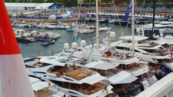 Largest Megayachts At The Monaco Yacht Show 2016 - 4K Video — Stock Video