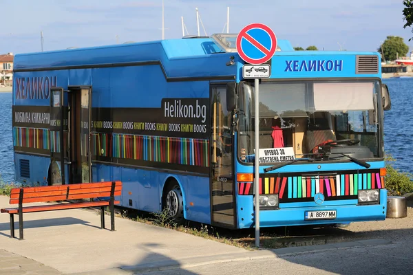 Biblioteca Pública Azul Autocarro — Fotografia de Stock