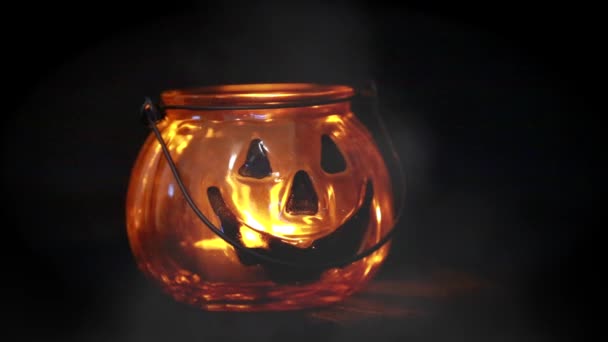 Tarro de cristal de calabaza de Halloween — Vídeos de Stock