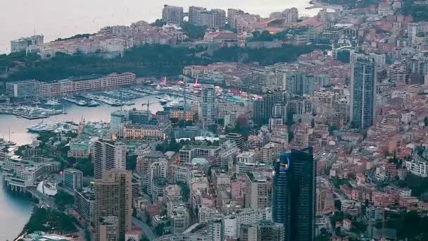 Timelapse av Flygfoto över Monaco stadsbilden — Stockvideo