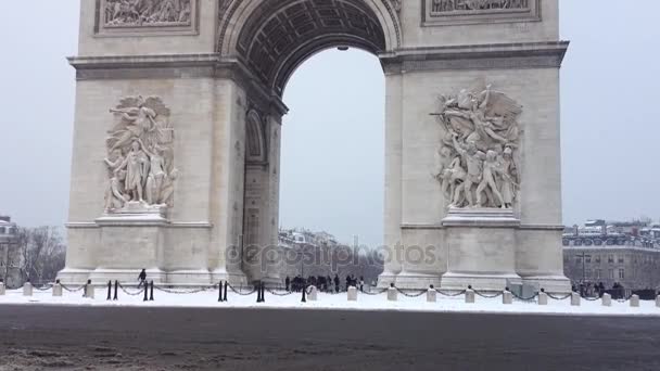 Arco do Triunfo Sob a Neve — Vídeo de Stock