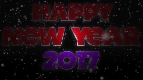 Mutlu yeni yıl 2017 metin düşen kar ile — Stok video