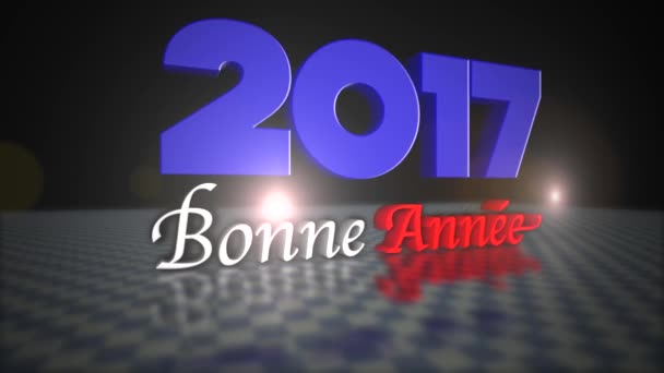 Gott nytt år 2017 hälsning i franska språket — Stockvideo