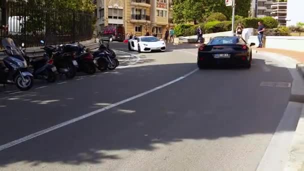 Biały Lamborghini Aventador w Monaco Monte-Carlo — Wideo stockowe