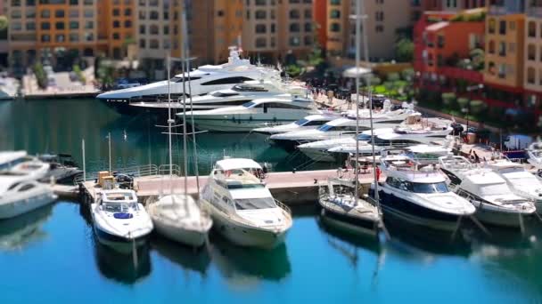 Barco Marina Tilt-Shift en Mónaco — Vídeo de stock