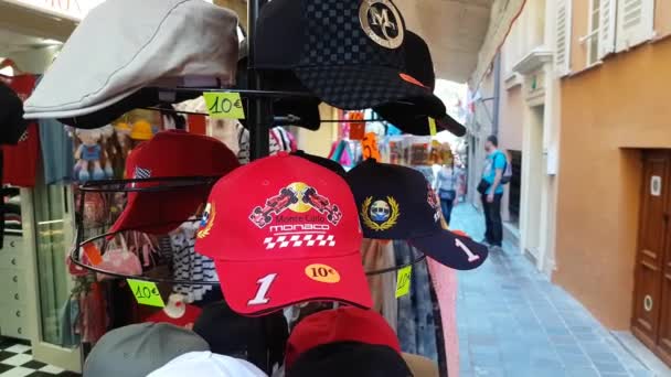 Monaco Monte-Carlo Grand-Prix Caps op Display — Stockvideo