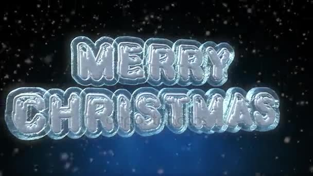 Merry Christmas Text Looping Animation Frozen Ice Text Effect Snow — Stock Video