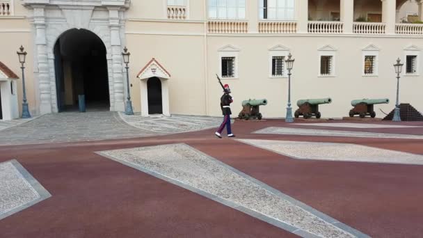 Monaco Ville Monaco November 2017 Guard Compagnie Des Carabiniers Prince — Stock Video