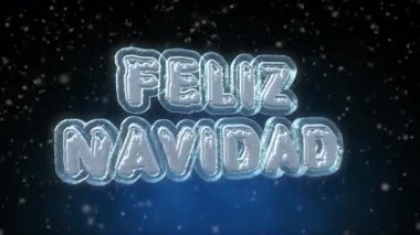 Merry Christmas 3d metin animasyon - Feliz Navidad - buz metin efekti düşen kar ile dondurulmuş - İspanyol dilinde döngü 4 k çözünürlüklü Ultra Hd