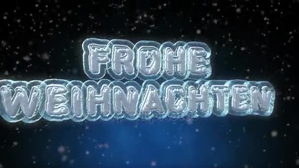 Merry Christmas Tekst Duitse Taal Frohe Weihnachten Bevroren Ijs Teksteffect — Stockvideo