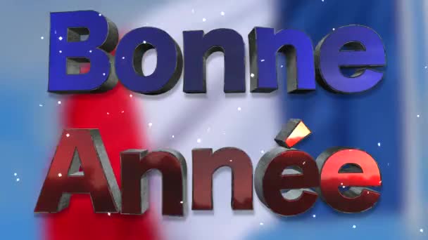 Felice Anno Nuovo Testo Looping Animazione Lingua Francese Bonne Anne — Video Stock