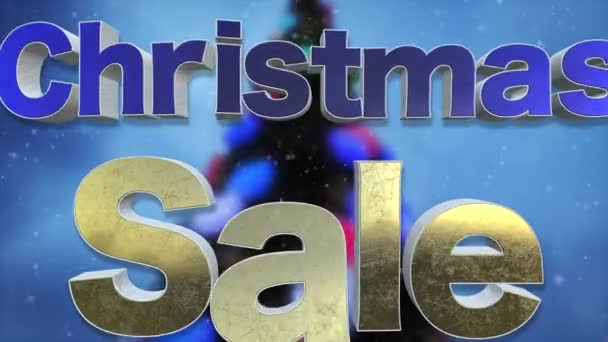 Christmas Sale Text Looping Animation Beautiful Metal Gold Snow Text — Stock Video