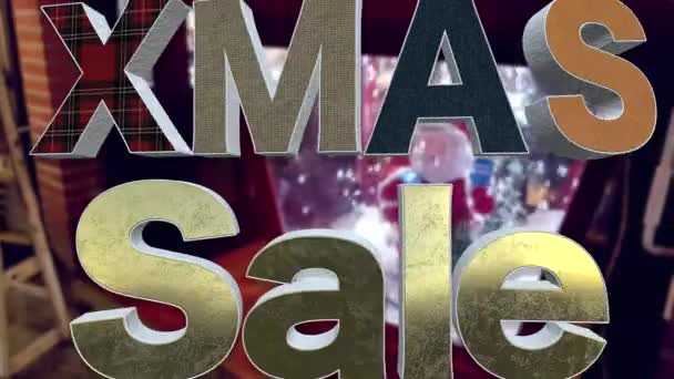 Xmas Sale Text Looping Animation Beautiful Gold Snow Fashion Text — Stock Video