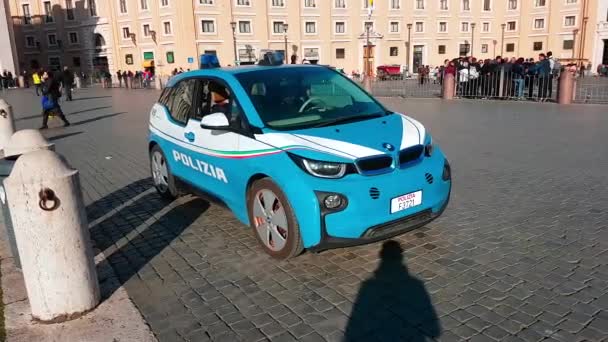 Watykan Vatican Lutego 2018 Małe Bmw Policji Samochód Elektryczny Patrol — Wideo stockowe