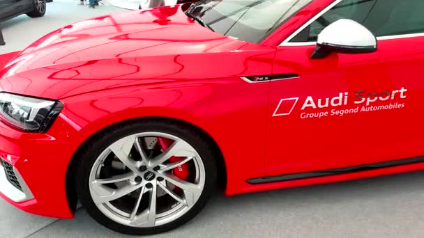 Monte Carlo Monaco February 2018 Red Audi Coupe Display Siam — Stock Video