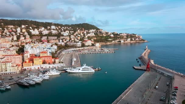 Nice Franciaország 2018 Március Légi Nézd Szép Kikötő Port Lympia — Stock videók