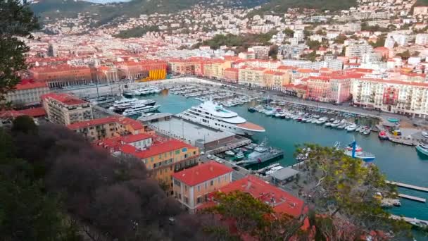 Nice France March 2018 Aerial View Port Nice Port Lympia — Stock Video