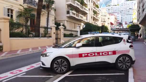 Monte Carlo Monaco Грудня 2019 Renault Scnic Monaco Police Cars — стокове відео