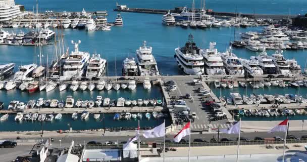Condamine Monaco November 2019 Vacker Flygutsikt Över Port Hercule Monte — Stockvideo