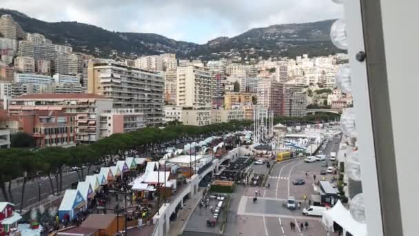 Condamine Monaco Décembre 2019 Belle Vue Aérienne Grande Roue Marché — Video