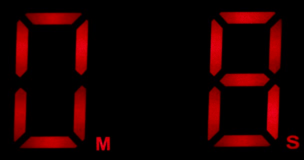 Zegar Odliczanie Real Sekund Dziesięć Odliczanie Dół Czerwone Cyfry Czarnym — Wideo stockowe