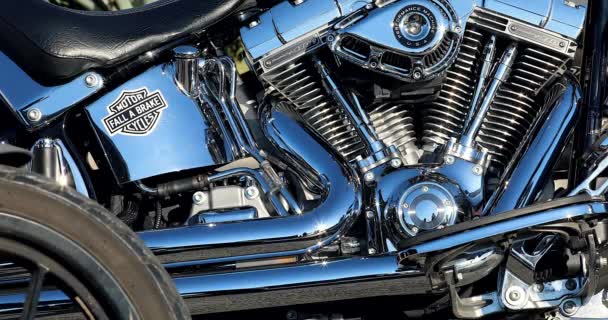 Menton França Janeiro 2020 Harley Davidson Motor Close Twin Cam — Vídeo de Stock