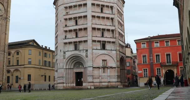 Parma Gennaio 2020 Panorama Piazza Duomo Con Battistero Parma Parma — Video Stock