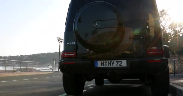 Roquebrune Cap Martin Frankrijk Januari 2020 Luxe Zwarte Mercedes Benz — Stockvideo