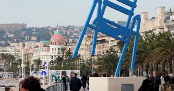 Nice Frankrike Februari 2020 Vackra Stadsbilden Promenaden Des Anglais Med — Stockvideo