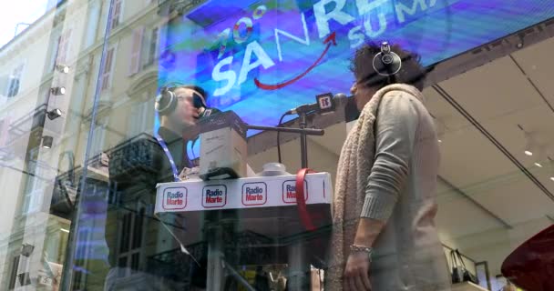 San Remo Italia Februarie 2020 Interviu Direct Cântăreț Spectacol Radio — Videoclip de stoc