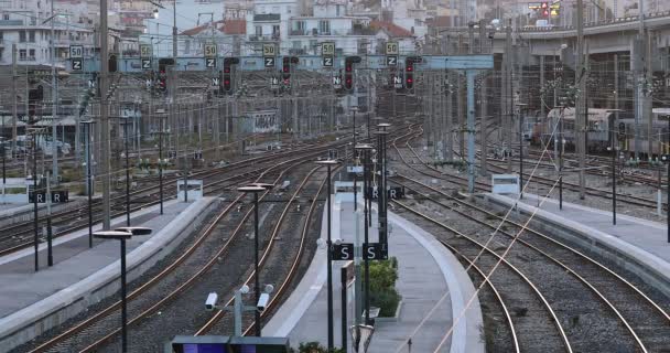 Nice França Fevereiro 2020 Estação Ferroviária Gare Nice Ville Com — Vídeo de Stock