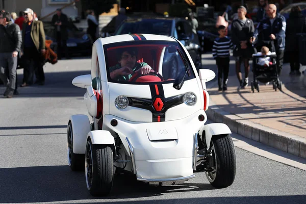 Monte Carlo Monaco March 2019 Young Man Drives Luxurious White — Stock Photo, Image