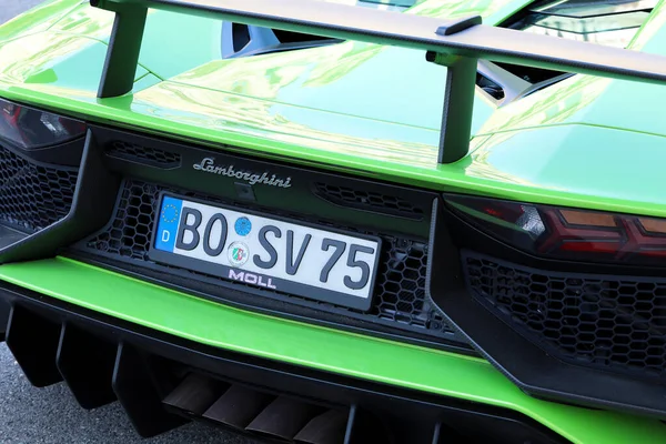 Monte Carlo Monaco June 2019 Green Lamborghini Aventador 750 Coupe — Stock Photo, Image