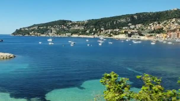 Prachtig Uitzicht Middellandse Zee Vanuit Een Trein Villefranche Sur Mer — Stockvideo